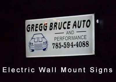 Gregg Bruce Auto electric wall sign on a building