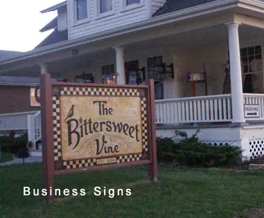 The Bittersweet Vine freestanding business sign